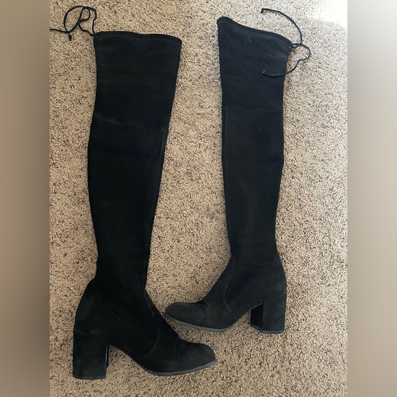 Stuart Weitzman Black Suede Thigh High Boots 9.5 - Picture 2 of 10